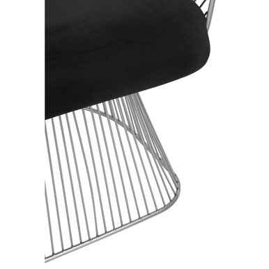 Anzio Black Velvet And Brushed Silver Chair