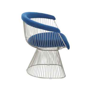 Anzio Navy Blue Velvet And Brushed Silver Chair