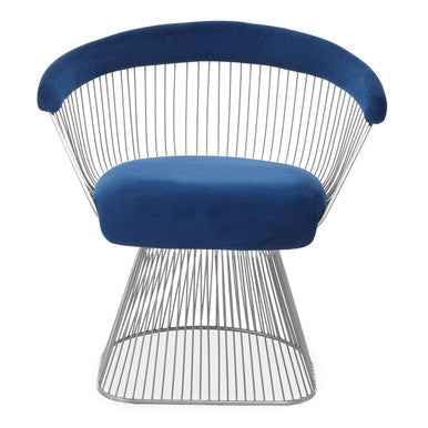 Anzio Navy Blue Velvet And Brushed Silver Chair