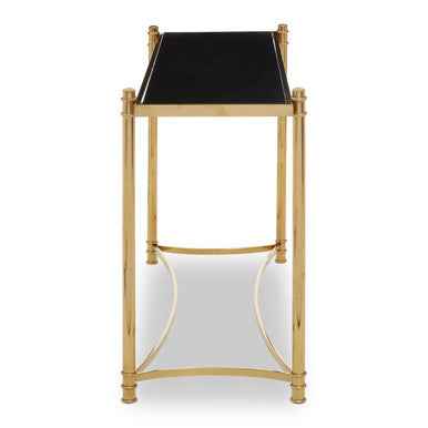 Ackley Gold Console Table with Black Glass