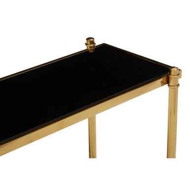 Ackley Gold Console Table with Black Glass
