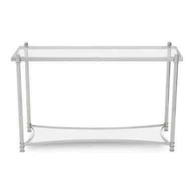 Ackley Silver Console Table with Clear Glass