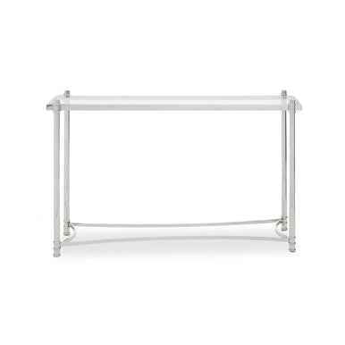 Ackley Silver Console Table with Clear Glass