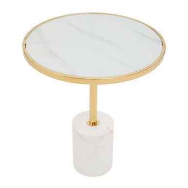 Oria White Marble End Table