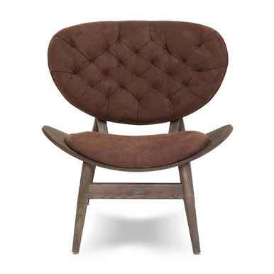 Vinsi Brown Velvet Chair with Dark Elm