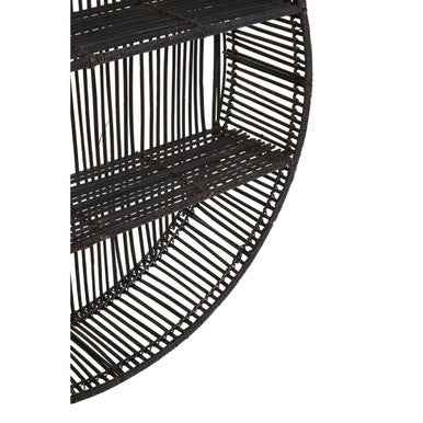 Batu Large Black Rattan Wall Shelf