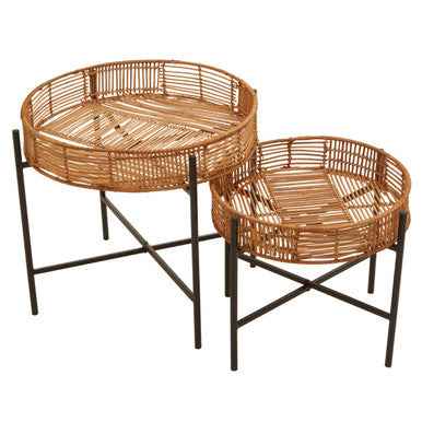 Batu Set Of 2 Natural Rattan Side Tables