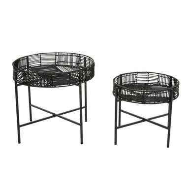 Batu Set Of 2 Black Rattan Side Tables