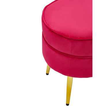 Tamra Round Bright Pink Velvet Gold Leg Footstool