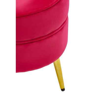 Tamra Round Bright Pink Velvet Gold Leg Footstool