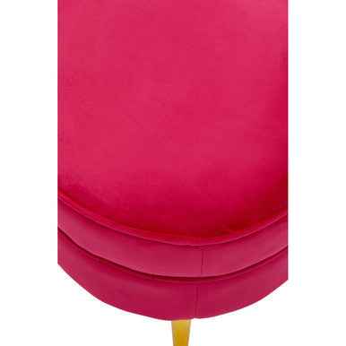 Tamra Round Bright Pink Velvet Gold Leg Footstool