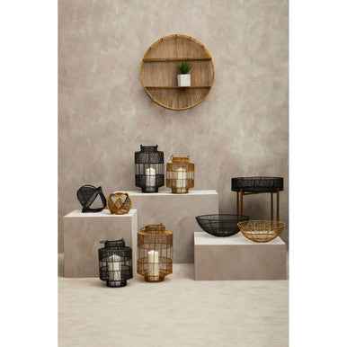 Enzo Gold Wire Round Wall Shelf