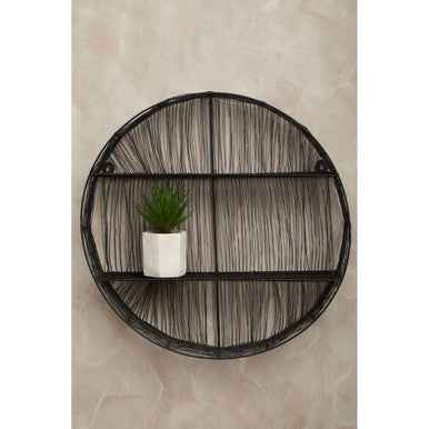 Enzo Black Wire Round Wall Shelf