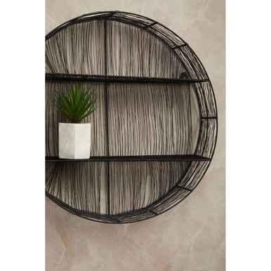 Enzo Black Wire Round Wall Shelf