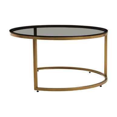 Alana Set of 2 Gold and Black Round Nesting Coffee Tables