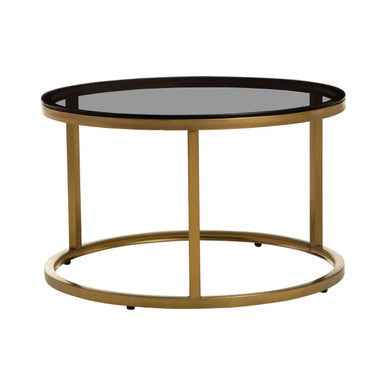 Alana Set of 2 Gold and Black Round Nesting Coffee Tables