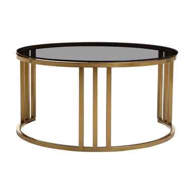 Alana Set of 2 Gold Base and Glass Top Round Nesting Coffee Tables