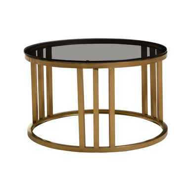 Alana Set of 2 Gold Base and Glass Top Round Nesting Coffee Tables