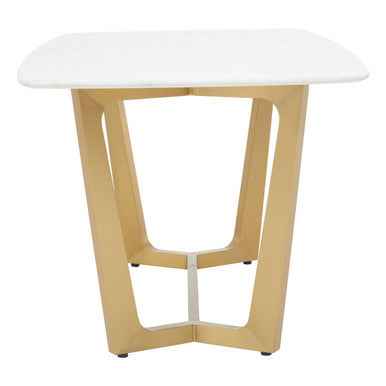Moda White Fuax Marble Top Dining Table With Stainless Steel Frame