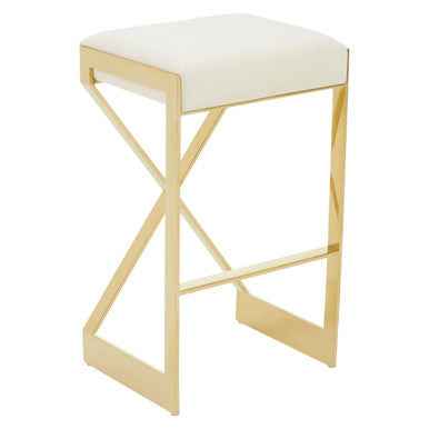 Azalea Ivory And Gold Finish Bar Stool