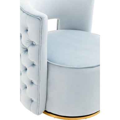 Yasmeen Blue Velvet Swivel Chair