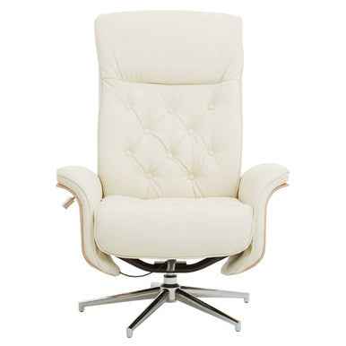 Warrington Ivory Leather Effect Recliner And Footstool