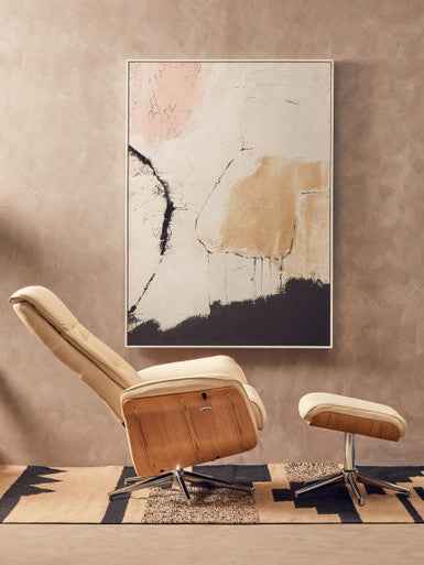 Warrington Ivory Leather Effect Recliner And Footstool