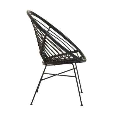 Java Black Natural Rattan Round Chair