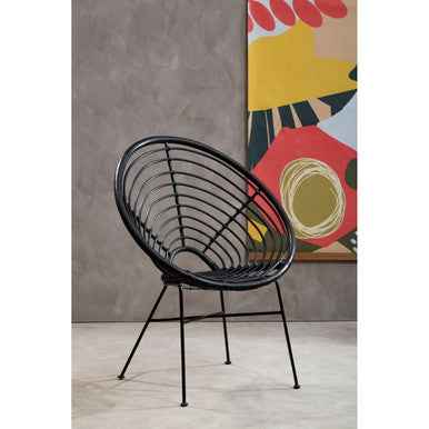 Java Black Natural Rattan Round Chair