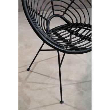 Java Black Natural Rattan Round Chair
