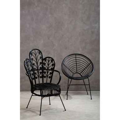 Java Black Natural Rattan Round Chair