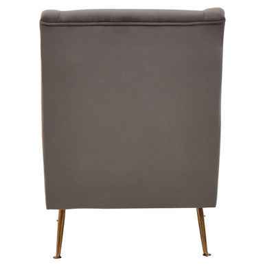 Doucet Grey Velvet Chair With Gold Finish Legs