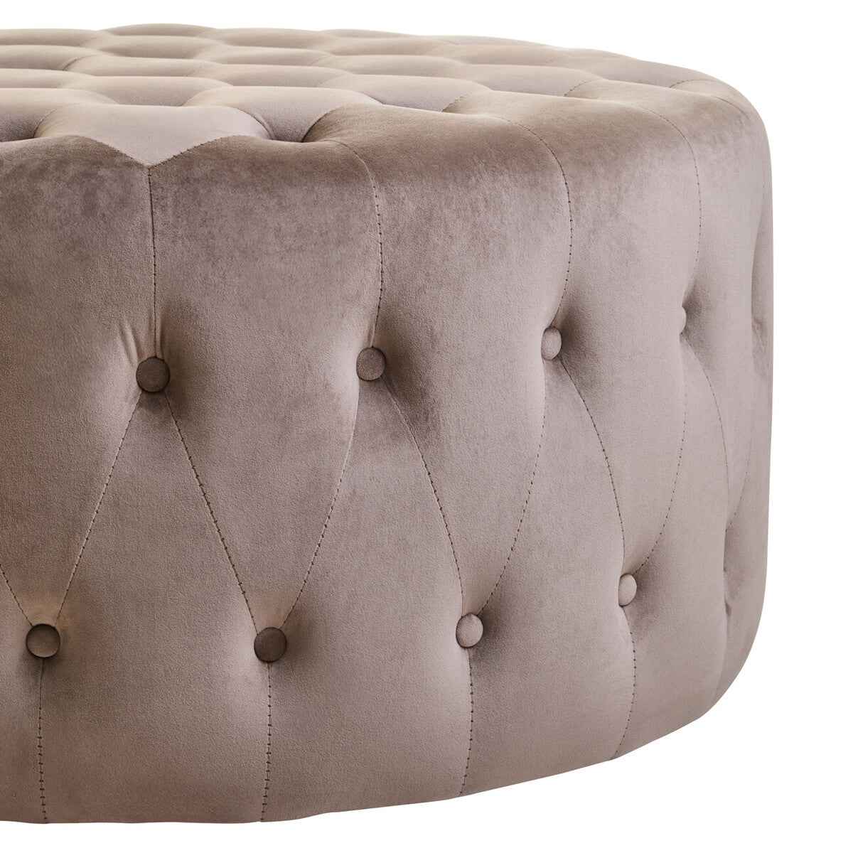 Haley Mink Velvet Round Footstool