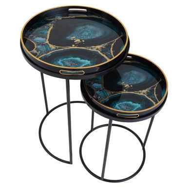 Celina Set Of 2 Nesting Tables with Agate Effect