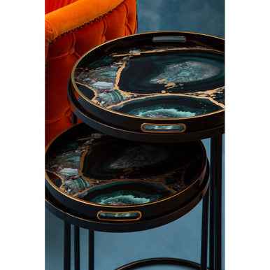 Celina Set Of 2 Nesting Tables with Agate Effect