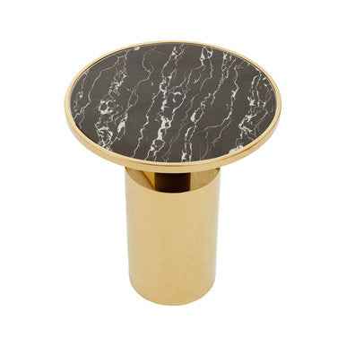 Oria Black Marble Effect Top and Gold Base Side Table