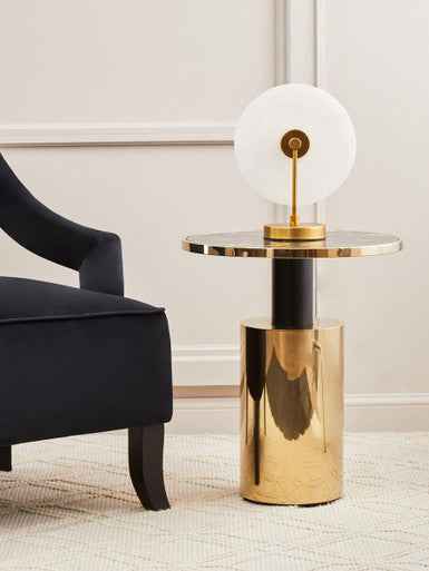 Oria Black Marble Effect Top and Gold Base Side Table