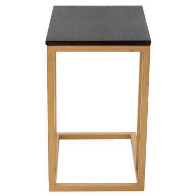 Varana Black Marble Top Side Table With Gold Finish Frame