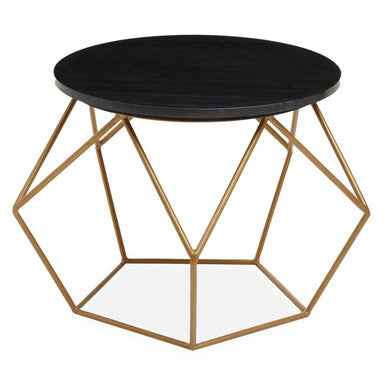 Varana Round Marble Top Coffee Table With Gold Finish Frame