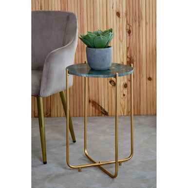 Mandoli Green Marble Side Table