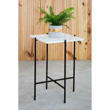 Mandoli White Marble Side Table