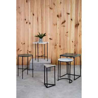 Mandoli White Marble Side Table