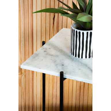 Mandoli White Marble Side Table