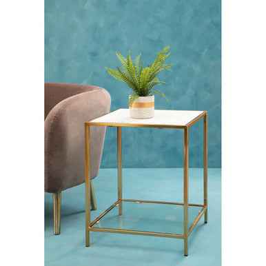 Novi Glass Top And Gold Frame Side Table