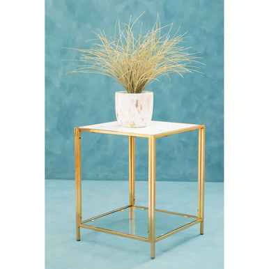 Novi Glass Top And Gold Frame Side Table