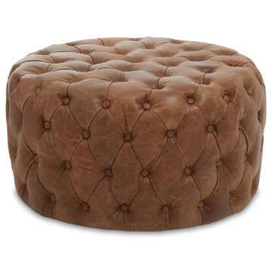 Hoxton Tufted Leather Round Ottoman