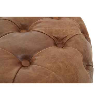 Hoxton Tufted Leather Round Ottoman