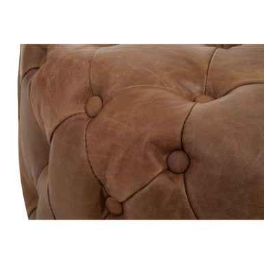 Hoxton Tufted Leather Round Ottoman