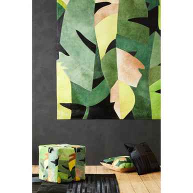 Safira Botanical Leather Pouffe