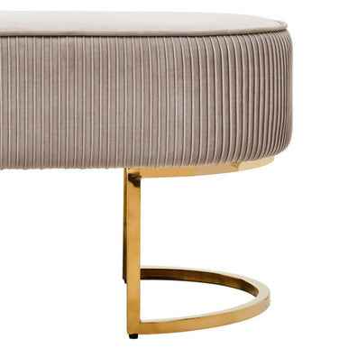 Zamora Mink Velvet Ottoman Bench With Gold Finish Legs.